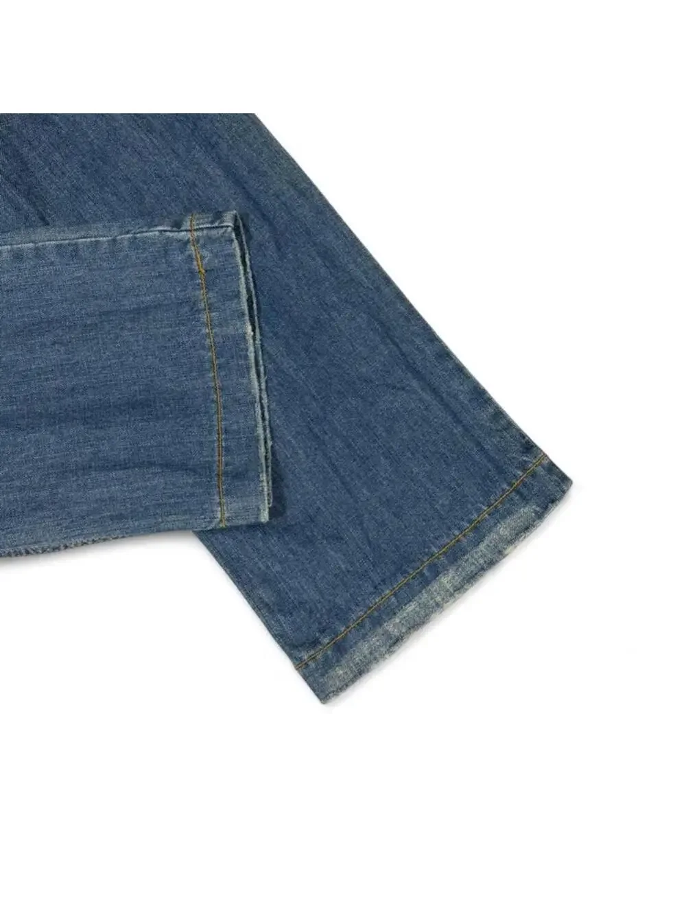 Distressed flap pockets blue denim jeans with studs - Picture 5 of 5